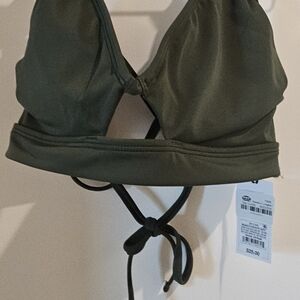 Shade & Shore Green Wrap Bikini Top with Halter Neck